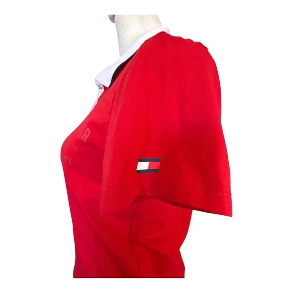 Tommy Hilfiger Women's Red Polo Shirt Cropped - Picture 4 of 6